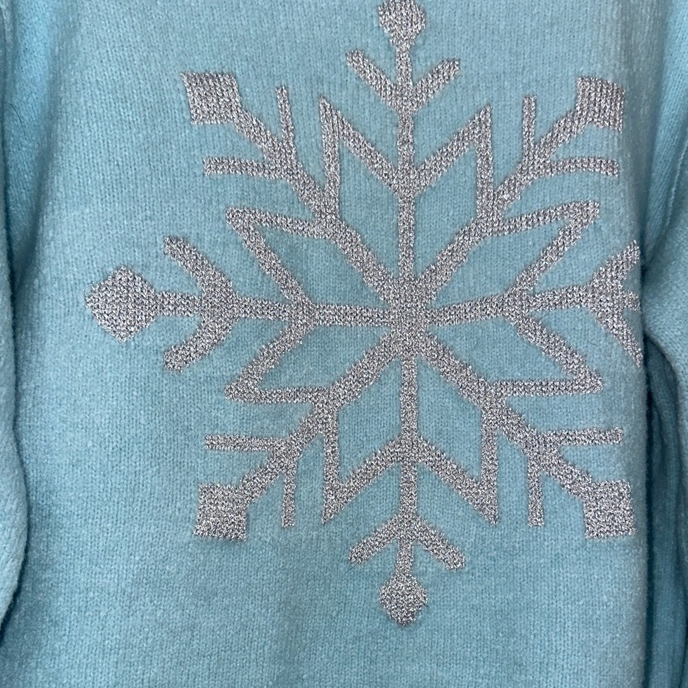 KATE SPADE Light Blue Snowflake Sweater, wool, yak - Picture 3 of 9